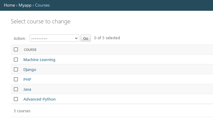 Courses Names in Django Admin