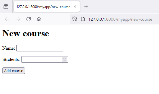 New Course form